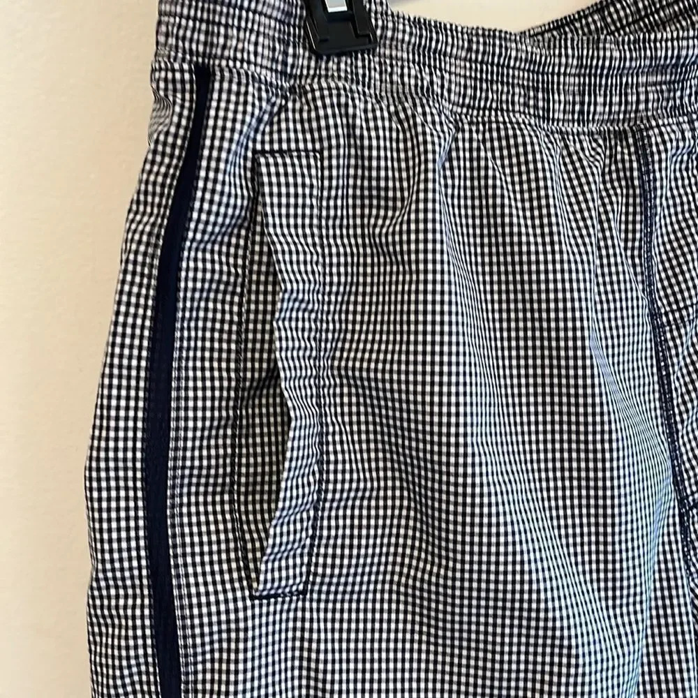 LULULEMON PACE BREAKER SHORTS LINED GINGHAM BLUE ACTIVE WEAR MEN’S LARGE RARE